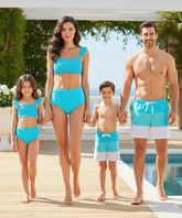 Biquíni Mãe e Filha Top Cintura Alta Short Masculino Família | Flini